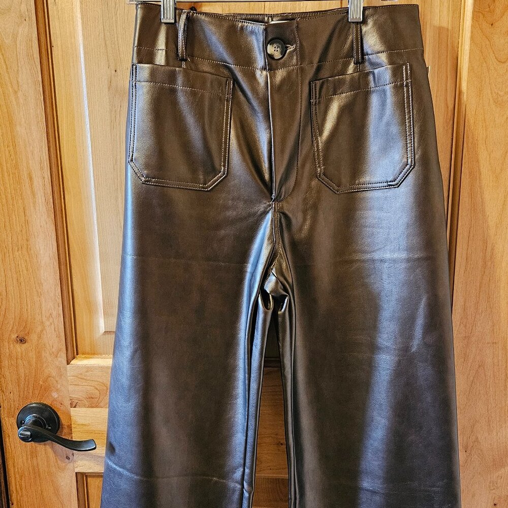 Colette Faux Leather Crop Wide-Leg Pants by Maeve